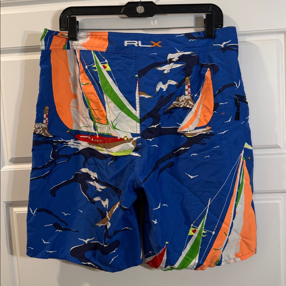 Polo Ralph Lauren RLX Swimsuit Swim Shorts w/ Sailboat Scene 32 - Picture 3 of 4